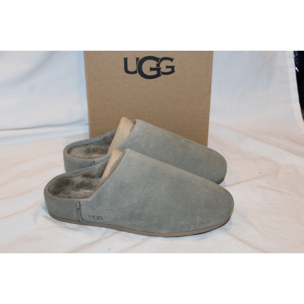 UGG Elea Slip On Clogs Women’s Suede Sheepskin Slippers MSG GREEN SZ 7 NEW - Picture 3 of 6